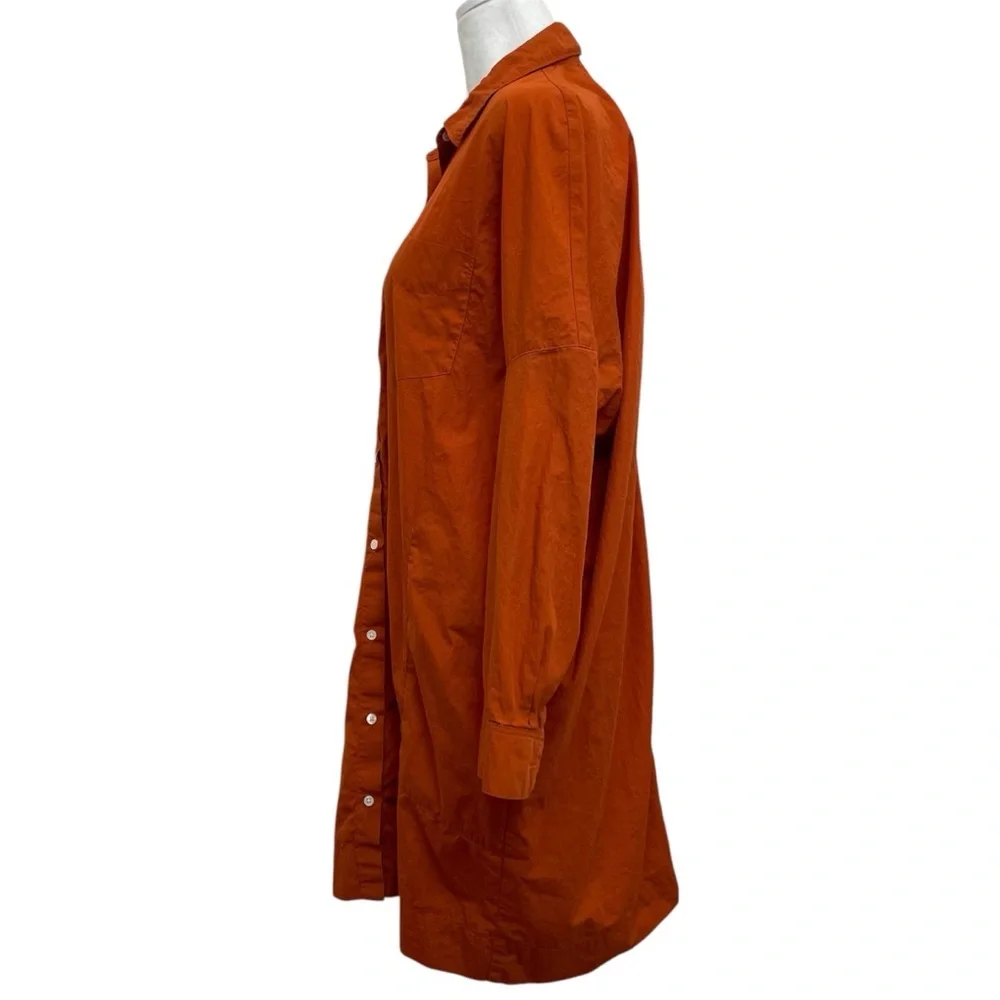 Steven Alan Dark Orange Button Up Oversized Shirt Dress - Picture 2 of 9